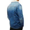 Originální pánská modrá riflová bunda oteplená kožešinou