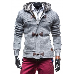 Pánský pletený svetr na zimu šedé barvy
