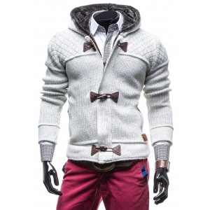 Pánský zimní pletený svetr bílé barvy