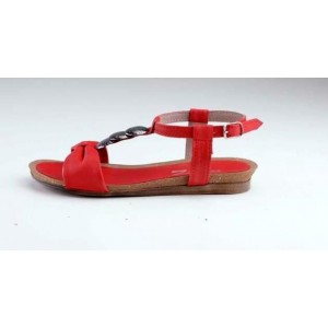 Dámské kožené sandály červené DT076