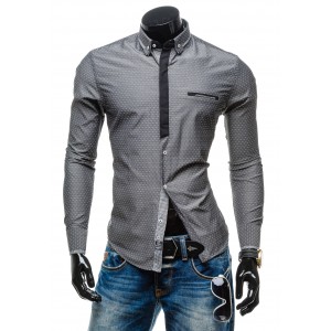 Pánská šedo-černá košile s tečkovaným vzorem