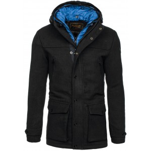 Pánské kabáty s kapucí černé barvy