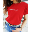 Stylové dámské červené tričko s trendy nápisem