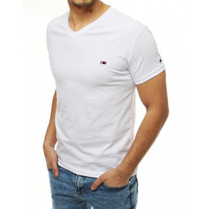 Kvalitní pánské bílé tričko s výstřihem do V
