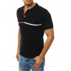 Moderní pánské černé tričko s pásem a límcem