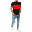 Pánské černé tričko s výraznou červenou barvou a kapsou