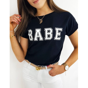 Stylové dámské černé tričko s nápisem BABE