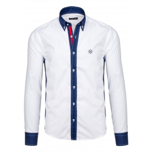 Pánská bílá košile s modrým lemováním