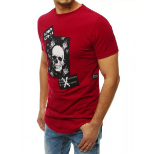 Pánské červené tričko s krát rukávm a potiskem na přední straně