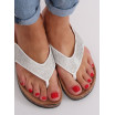 Letní dámské bílé pantofle s kamínky