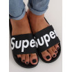 Moderní dámské černé gumové pantofle s nápisem SUPER