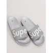 Stříbrno šedé dámské gumové pantofle s nápisem SUPER