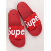 Červené dámské gumové pantofle s nápisem SUPER