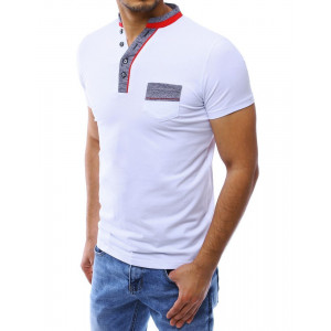 Pánská bílá košile s kapsou ve předu a krátkým rukávem