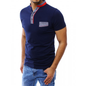  Pánská tmavě modrá košile s kapsou ve předu a krátkým rukávem