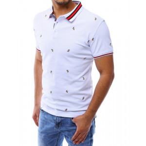  Pánská bílá košile s výšivkami a s krátkým rukávem