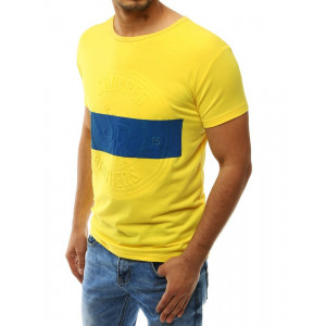 Pánské žluté tričko ve žluté barvě s potiskem v předu