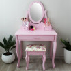 Růžový toaletní stolek na kosmetiku se zrcadlem