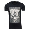 Černé pánské tričko s motivem růže