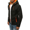 Černá pánská přechodná bunda s kapucí s oranžovou barvou
