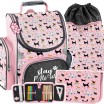 Růžová školní taška pro dívky se pejsků v 3-dílné sadě