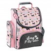 Růžová školní taška pro dívky se pejsků v 3-dílné sadě