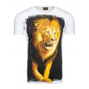 Pánské tričko bílé barvy s motivem lva