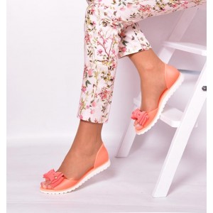 Oranžové dámské sandály s mašlí