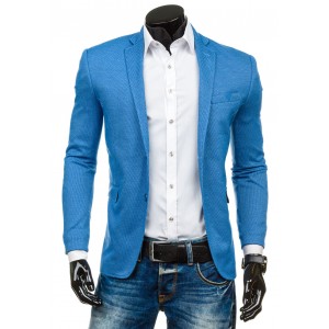 Pánské sako modré barvy se vzorem