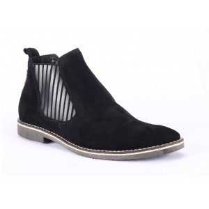 Pánské kotníkové kožené boty v černé barvě