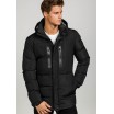 Černá pánská zimní bunda s kapucí dlouhá