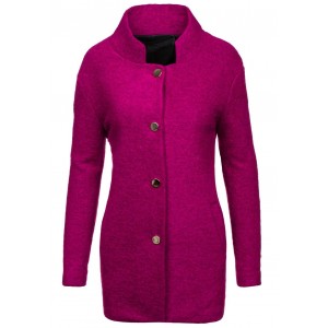 Růžový kabát pro dámy na knoflíky