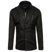 Dlouhý pánský kabát černé barvy na zimu