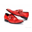Pánské červené kožené boty s přezkou a imitací dírek COMODO E SANO