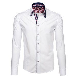 Pánské košile bílé barvy s knoflíky na límci
