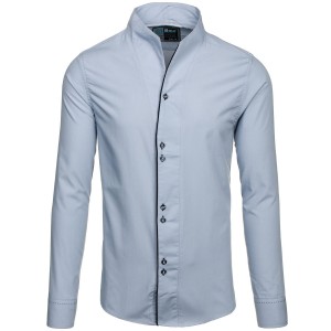 Sexy pánská košile v šedé barvě s originálním límcem