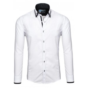 Moderní pánská košile s dlouhým rukávem bílé barvy