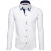 Pánská slim fit košile bílé barvy s dvojitým límcem