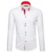 Pánská bílá košile s dlouhým rukávem s červeným lemováním