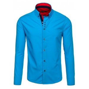 Košile v jasné modré barvě pánská s dlouhým rukávem