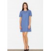 Modré dámské letní šaty s geometrickým vzorem
