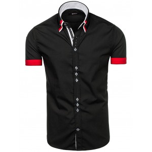 Elegantní pánská košile s krátkým rukávem černé barvy