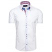 Společenské pánské košile bílé barvy s károvaným detailem na límci