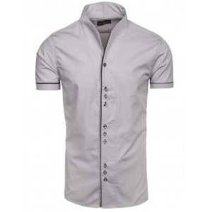 Exkluzivní pánská košile šedé barvy s krátkým rukávem