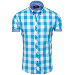 Pánské košile s krátkým rukávem modré barvy na volný čas