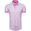 Pánská růžová košile s krátkým rukávem žíhaná
