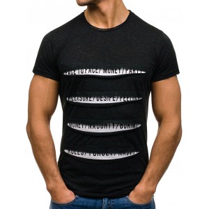 Stylové pánské tričko s krátkým rukávem černé barvy