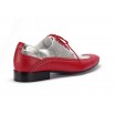 Červeno stříbrné pánské extravagantní kožené boty COMODO E SANO