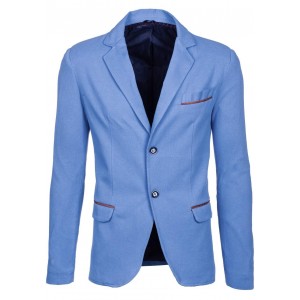 Modré elegantní pánské sako s loketními nášivkami
