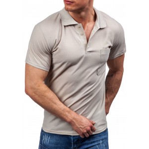 Béžové pánské polo tričko s kapsou na levé straně